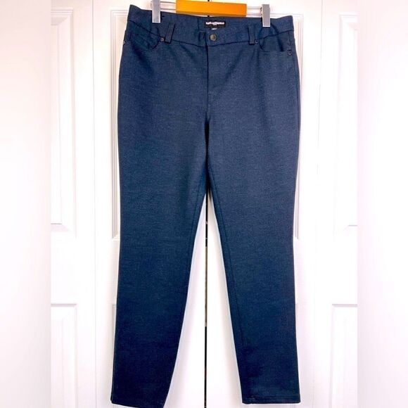 Karl Lagerfeld Dark Navy Twill Cigarette Leg Pants Size 12 - Picture 1 of 12